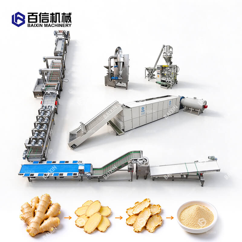 Large output ginger powder processing line